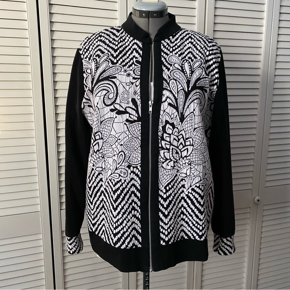 Zip front tapestry knit jacket XL - Picture 2 of 9